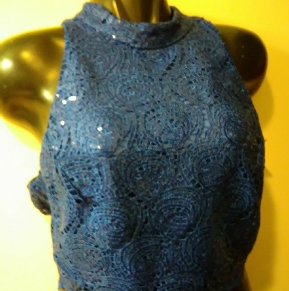 LOVE REIGNS CROP SEQUIN € LACE TOP,  SZ 13 - Picture 3 of 8